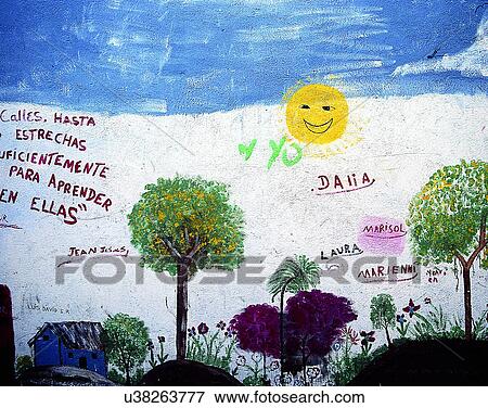Stock Photo - wall, close-up, painted, graffitti, mural. Fotosearch