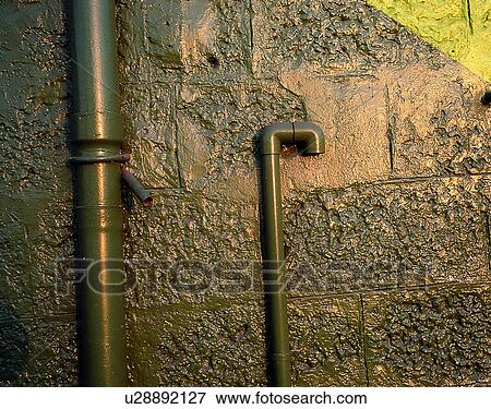 Stock Photo - wall, close-up, painted, pipes. Fotosearch