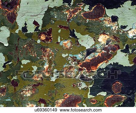 Stock Photo - wall, close-up, peeled paint, rust. Fotosearch