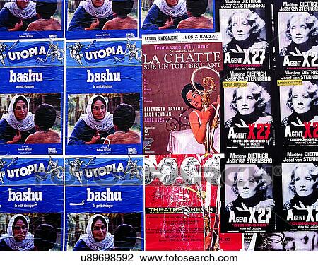Stock Image - wall, close-up, posters, advertising. Fotosearch