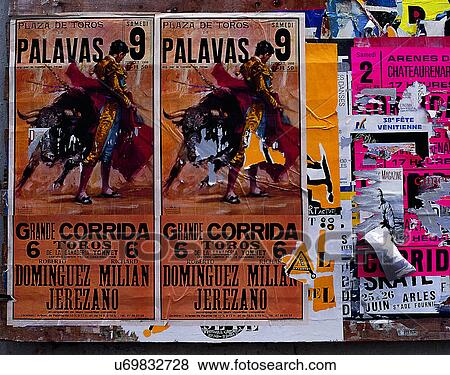 Stock Photo - wall, close-up, posters, peeling. Fotosearch