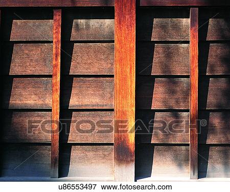 Stock Photo - wall, close-up, wood, shadows, panels, pattern. Fotosearch