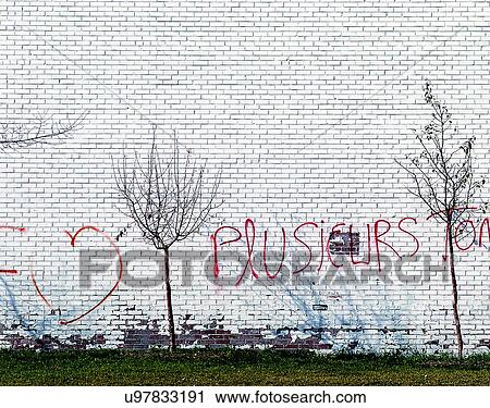 wall, graffitti, brick, painted, white, peeling View Large Photo Image Stock Image - wall, graffitti, brick, painted, white, peeling. Fotosearch