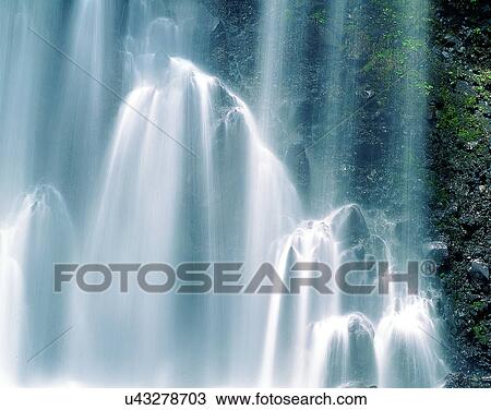 Stock Image - waterfall, nature, outdoors, rocks, light. Fotosearch