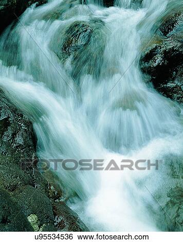 Stock Photograph - waterfall, nature, outdoors, rocks, close-up. Fotosearch