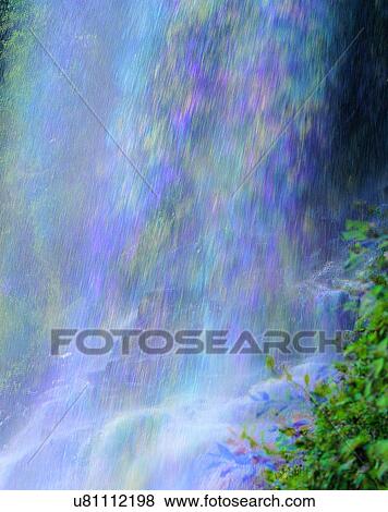 Stock Photo - waterfall, nature, outdoors, trees, leaves. Fotosearch