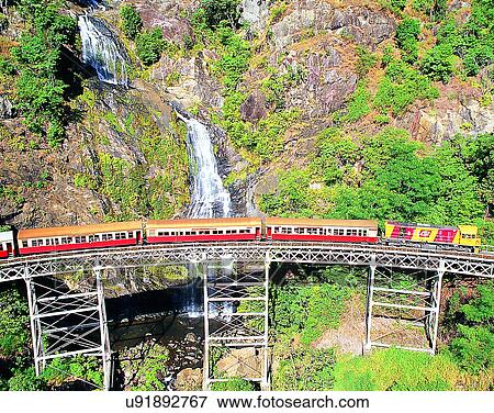 waterfall, outdoors, bridge, train, scenery, Australia View Large Photo Image Stock Photo - waterfall, outdoors, bridge, train, scenery, Australia. Fotosearch