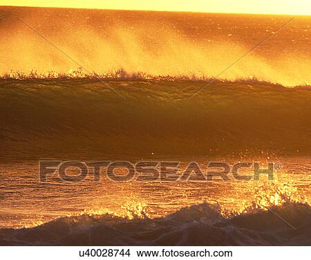 Picture - waves, water, outdoors, crest, splash, spray. Fotosearch