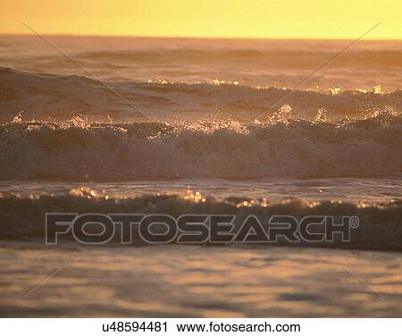 Stock Image - waves, water, outdoors, crest, splash, spray. Fotosearch