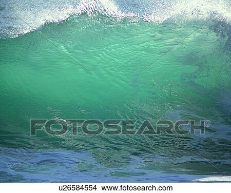 Picture - waves, water, outdoors, daylight, crest, blue. Fotosearch
