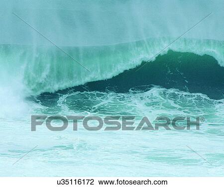 Stock Image - waves, water, outdoors, daylight, crest, splash. Fotosearch