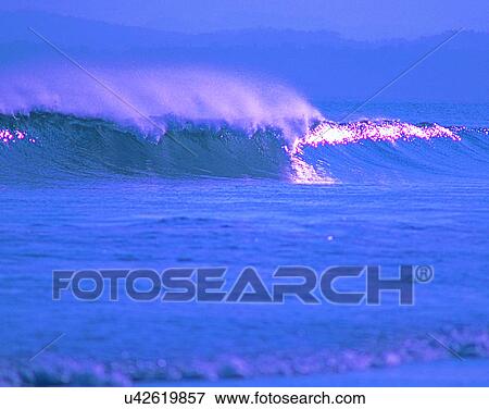 Stock Photo - waves, water, outdoors, daylight, crest, blue. Fotosearch