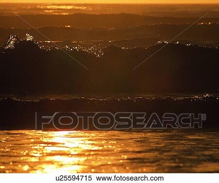 waves, water, outdoors, sunset, crest, horizon View Large Photo Image Stock Photography - waves, water, outdoors, sunset, crest, horizon. Fotosearch