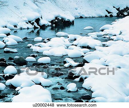 Stock Photo - winter, nature, scenery, outdoors, snow, water. Fotosearch
