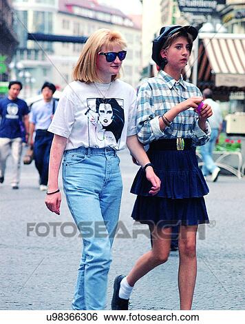 women, outdoors, city, street, walking, friends View Large Photo Image Stock Photograph - women, outdoors, city, street, walking, friends. Fotosearch