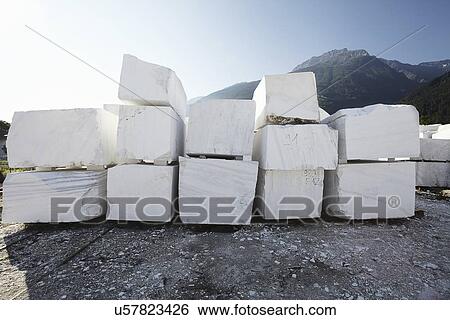 Stock Photograph - Blocks of marble from quarry. Fotosearch