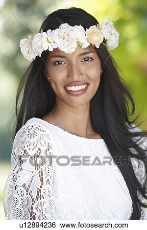 Stock Photograph - Bride posing for camera. Fotosearch