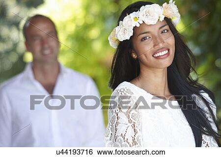 Stock Photograph - Bride posing for camera. Fotosearch