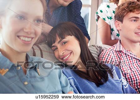 Stock Photo - Brunette woman smiling. Fotosearch