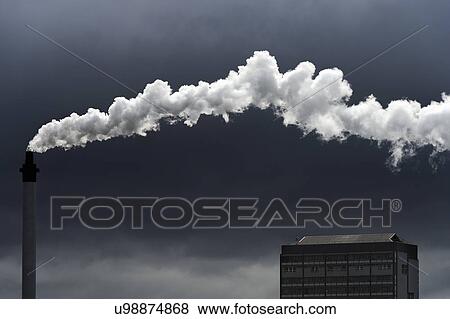 Stock Photo - Chimney and factory building, Shropshire, England, UK. Fotosearch