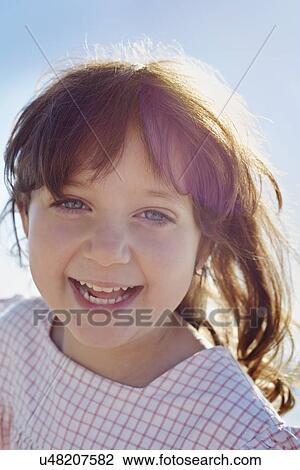 Stock Image - Close up portrait of young girl, Utvalnas, Gavle, Sweden. Fotosearch