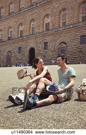 Picture - Couple relaxing, Palazzo Pitti, Florence, Tuscany, Italy. Fotosearch