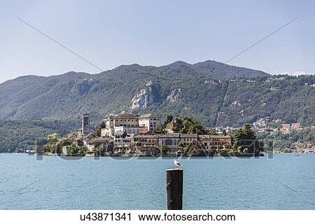 Stock Image - Lake Orta and San Giulio Island, Italy. Fotosearch