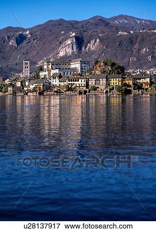 Stock Photo - Lake Orta, Piedmont, Italy. Fotosearch