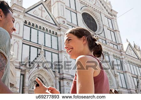 Man and woman outside Church of Santa Croce, Piazza di Santa Croce, Florence, Tuscany, Italy View Large Photo Image Stock Image - Man and woman outside Church of Santa Croce, Piazza di Santa Croce, Florence, Tuscany, Italy. Fotosearch