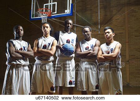 Stock Image - Portrait of basketball team. Fotosearch