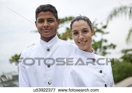 Stock Photo - Portrait of waiter, and waitress, Rio de Janeiro, Brazil. Fotosearch