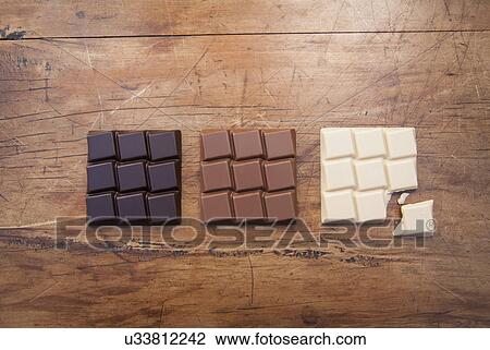 Still life with white, dark and milk chocolate View Large Photo Image Stock Image - Still life with white, dark and milk chocolate. Fotosearch