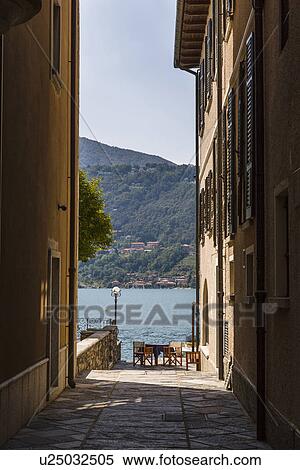 Stock Photography - Street view of Lake Orta, San Giulio Island, Italy. Fotosearch