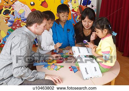 Stock Image - Indoors, Day, Pre-School, Children, Kids, Learning, Childhood. Fotosearch