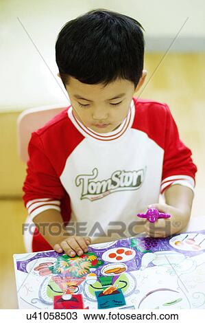 Stock Image - Indoors, Day, Pre-School, Children, Kids, Learning, Childhood. Fotosearch