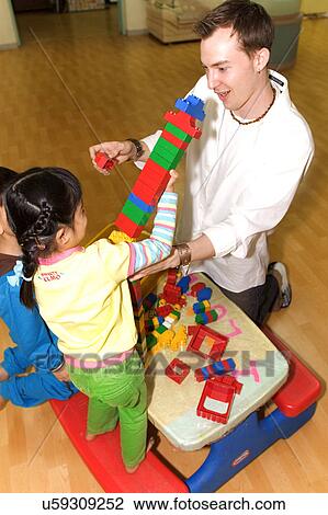Stock Image - Indoors, Day, Pre-School, Children, Kids, Learning, Childhood. Fotosearch