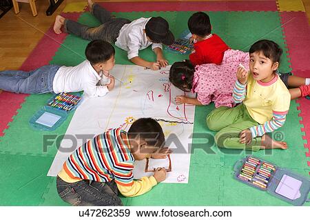 Stock Photo - Indoors, Day, Pre-School, Children, Kids, Learning, Childhood. Fotosearch