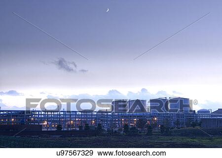 Outdoors, Day, Dusk, Engineering, Industrial, Crane, Sky View Large Photo Image Stock Photo - Outdoors, Day, Dusk, Engineering, Industrial, Crane, Sky. Fotosearch