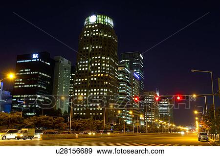 Stock Photo - Outdoors, Urban Scene, Building Structure, Building Exterior, Skyscraper, Light, Illuminated. Fotosearch