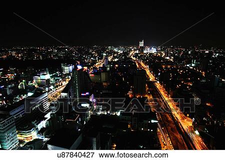 Stock Photo - Outdoors, Urban Scene, Building Structure, Building Exterior, Skyscraper, Light, Illuminated. Fotosearch