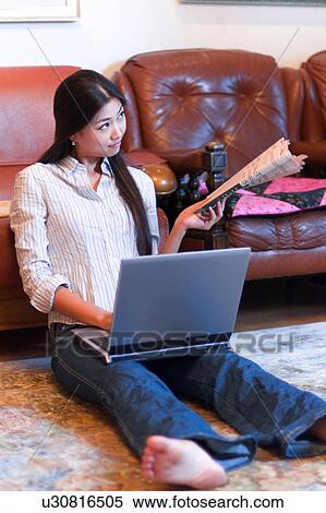 Stock Photography - Wireless Technology, Mobile Phone, Laptop, Connected, New Age, Happiness, Youth. Fotosearch
