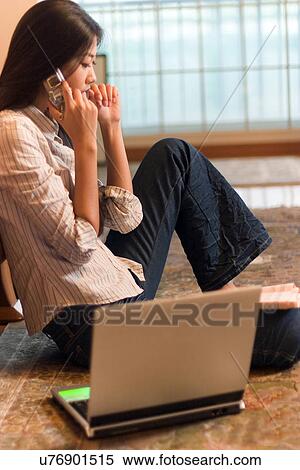 Wireless Technology, Mobile Phone, Laptop, Connected, New Age, Happiness, Youth View Large Photo Image Stock Photography - Wireless Technology, Mobile Phone, Laptop, Connected, New Age, Happiness, Youth. Fotosearch
