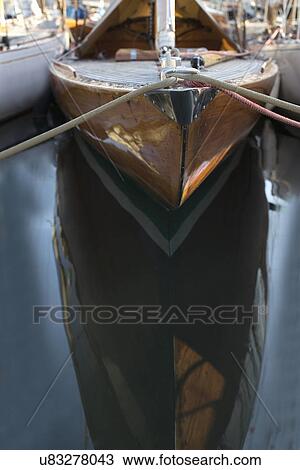 Stock Image - Bow of classic sailing yacht. Fotosearch