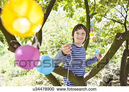 Boy putting fairy lights in tree View Large Photo Image Stock Image - Boy putting fairy lights in tree. Fotosearch