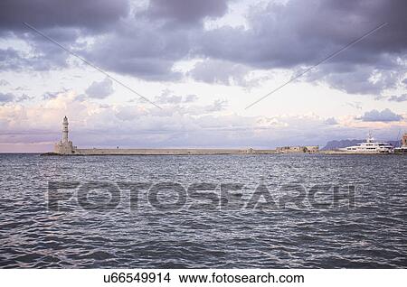Hania (Chania) Old Town Lighthouse, Crete View Large Photo Image Picture - Hania (Chania) Old Town Lighthouse, Crete. Fotosearch