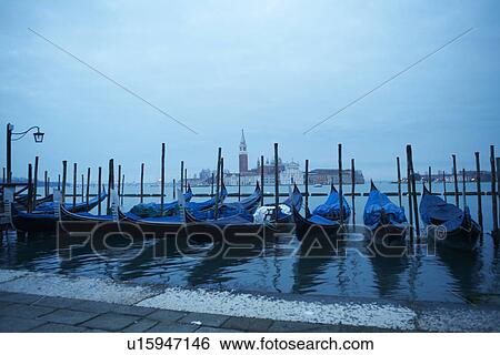 Stock Photograph - Morning view of gondolas, Venice, Italy. Fotosearch