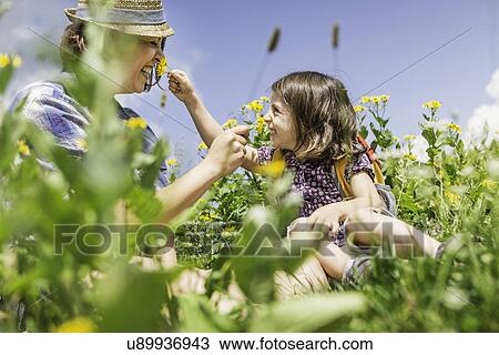 Mother and daughter in field View Large Photo Image Stock Image - Mother and daughter in field. Fotosearch
