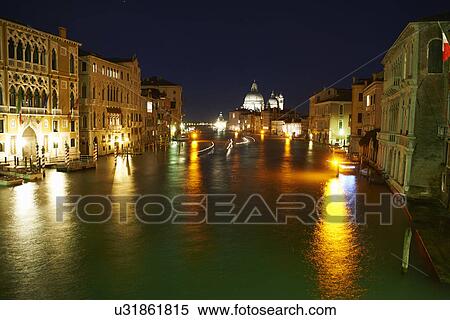 Night time view of grand canal, Venice, Italy View Large Photo Image Stock Photography - Night time view of grand canal, Venice, Italy. Fotosearch