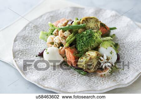 Stock Image - Plate of Japanese food. Fotosearch