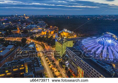 Stock Image - Potsdamer Strasse with Sony Center, Berlin, Germany. Fotosearch